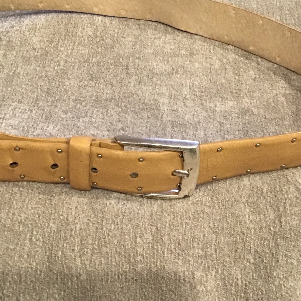 Tan Leather Belt with Silver studs and Buckle